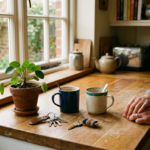 Two mugs and two sets of keys on a shared kitchen counter, illustrating cohabiting couples' legal rights
