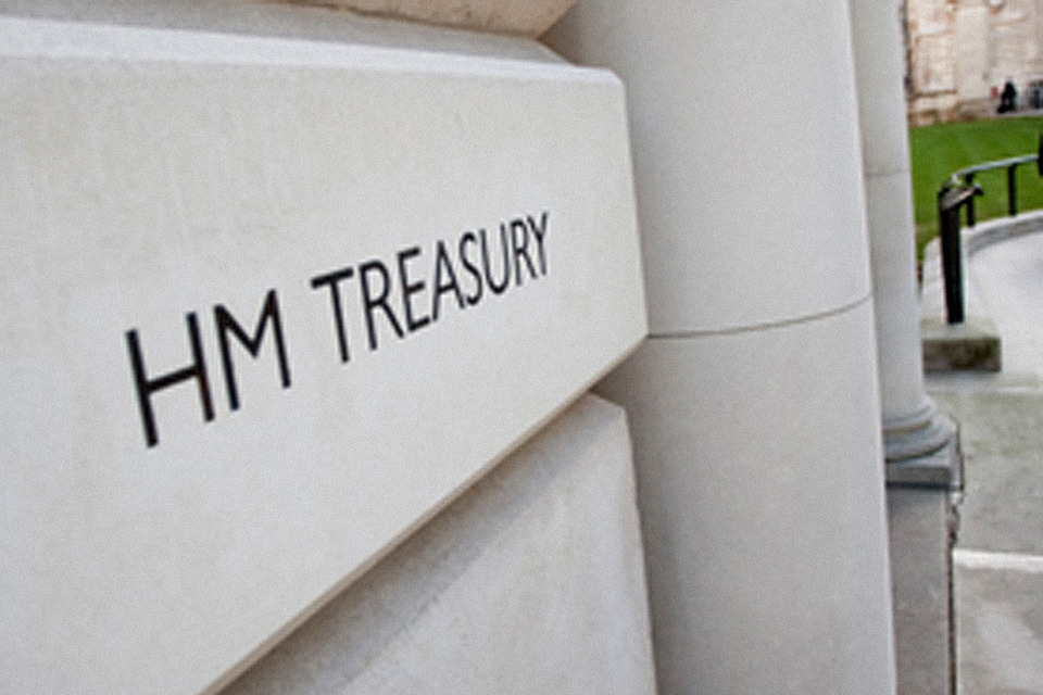 HM Treasury building plaque in Westminster, London